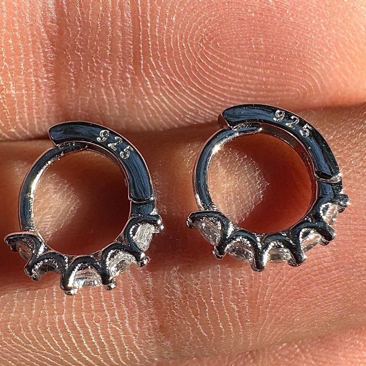 Huggie Hoop Earrings 10mm 925 Sterling Silver CZ Small Hoops
