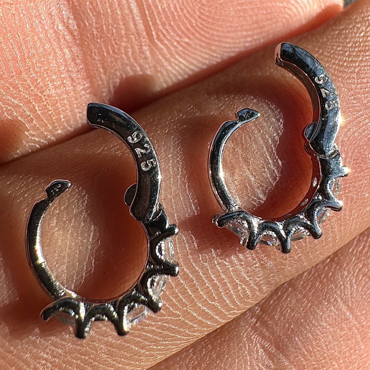 Huggie Hoop Earrings 10mm 925 Sterling Silver CZ Small Hoops