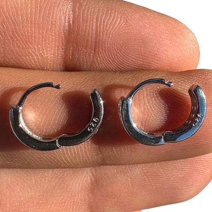 Sterling Silver CZ Huggie Earrings 11mm 925 Small Hoops