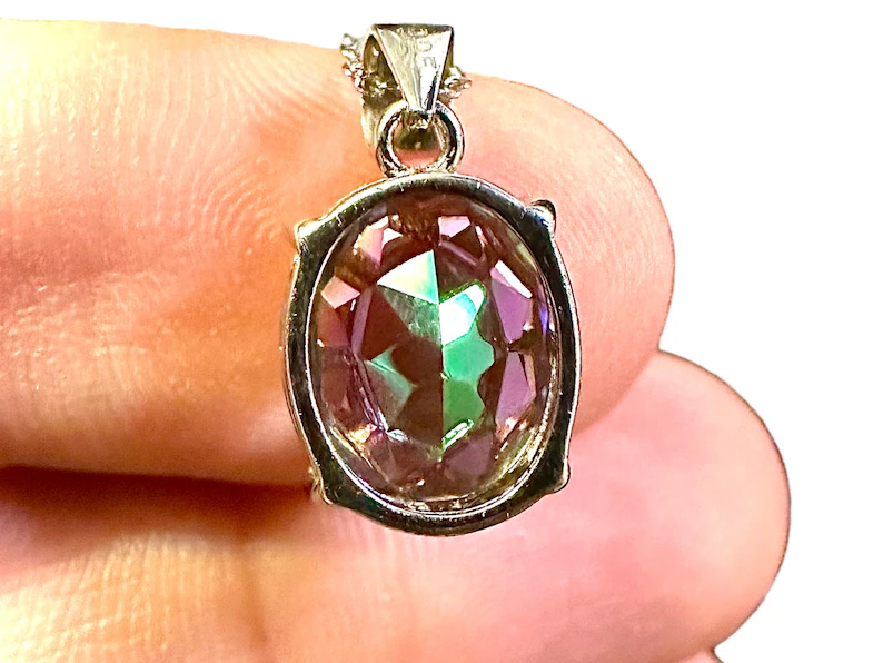 4.00 CTTW Mystic Topaz Pendant 925 Sterling Silver 18" Necklace - leoshopdeals