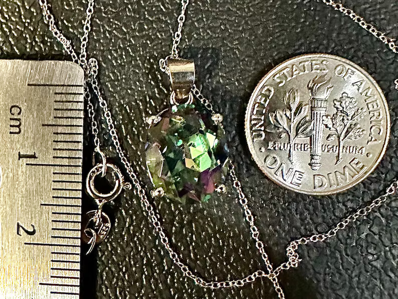 4.00 CTTW Mystic Topaz Pendant 925 Sterling Silver 18" Necklace - leoshopdeals