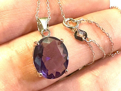 Dainty Purple Amethyst Pendant 925 Sterling Silver 18" Necklace - leoshopdeals