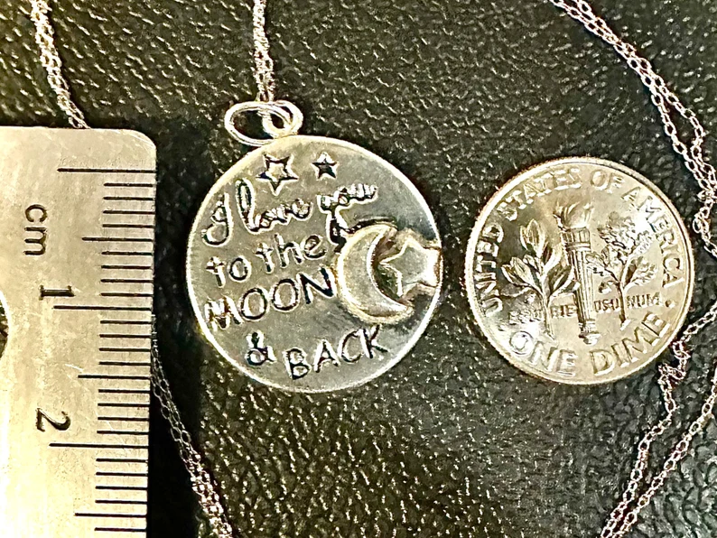 925 Sterling Silver I love You to the Moon & Back Pendant Necklace - leoshopdeals