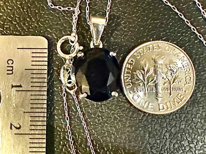 4.00CTTW Blue Sapphire Pendant 925 Sterling Silver 18" Necklace - leoshopdeals