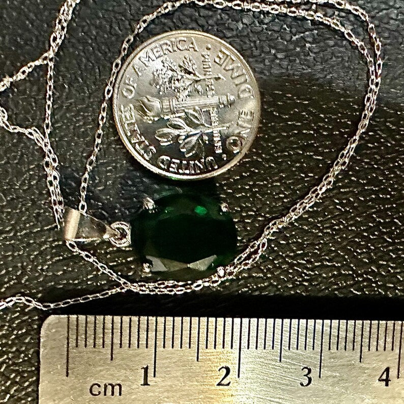 Oval Cut Emerald Pendant 925 Sterling Silver 18" Necklace - leoshopdeals