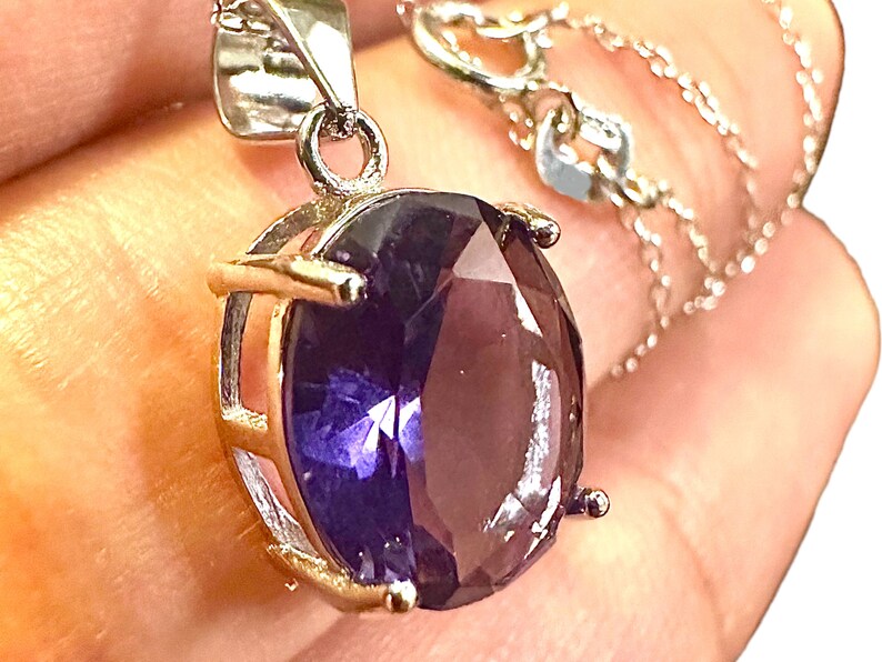 Dainty Purple Amethyst Pendant 925 Sterling Silver 18" Necklace - leoshopdeals