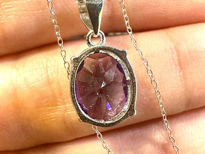 Dainty Purple Amethyst Pendant 925 Sterling Silver 18" Necklace - leoshopdeals