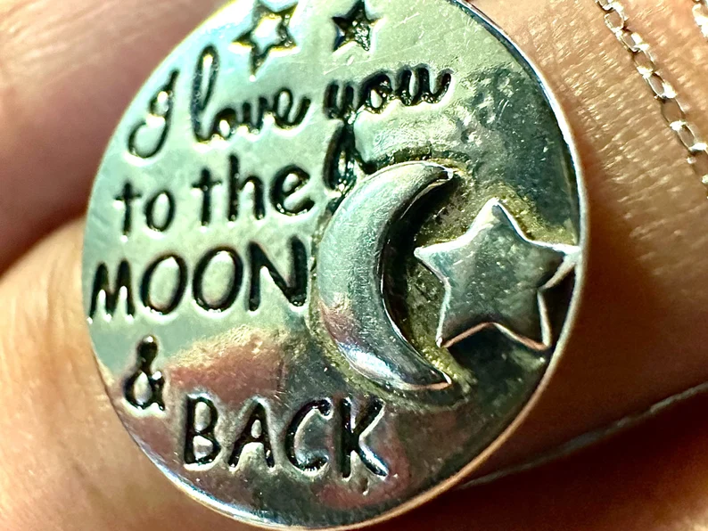 925 Sterling Silver I love You to the Moon & Back Pendant Necklace - leoshopdeals