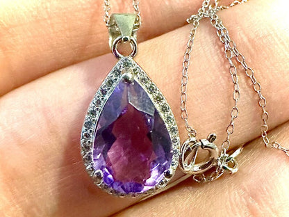 Pear Cut 4.00 CTTW Purple Amethyst 925 Sterling Silver Pendant Necklace for Women - leoshopdeals