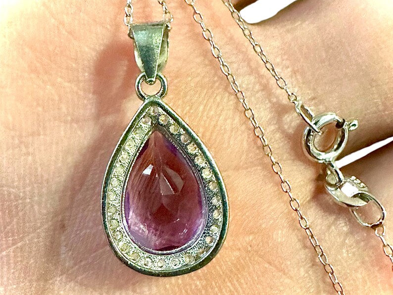 Pear Cut 4.00 CTTW Purple Amethyst 925 Sterling Silver Pendant Necklace for Women - leoshopdeals