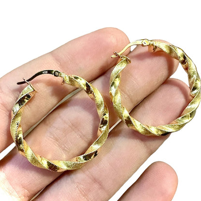 30MM Twisted Hoops Gold Plated 925 Sterling Silver Earrings - leoshopdeals