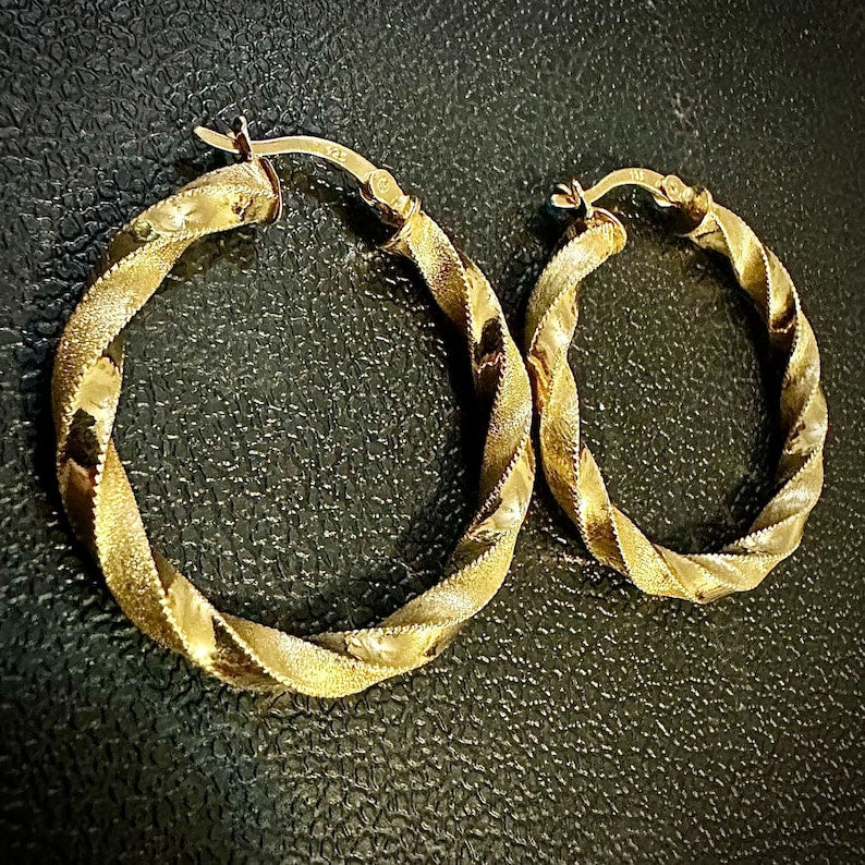 30MM Twisted Hoops Gold Plated 925 Sterling Silver Earrings - leoshopdeals