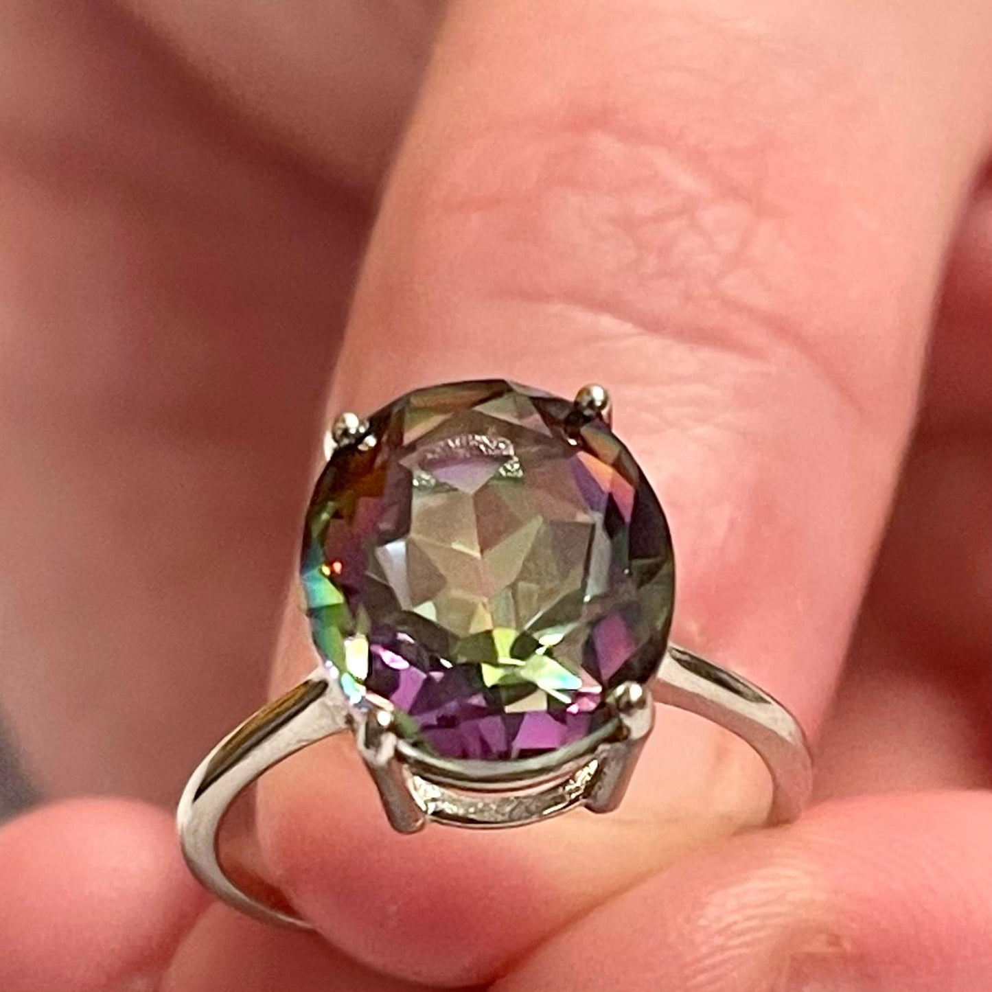 Mystic Topaz Ring Sterling Silver 925, November Birthstone Ring Sterling Silver,  Mystic Topaz Jewelry, Rainbow Ring Women, Oval Ring - leoshopdeals