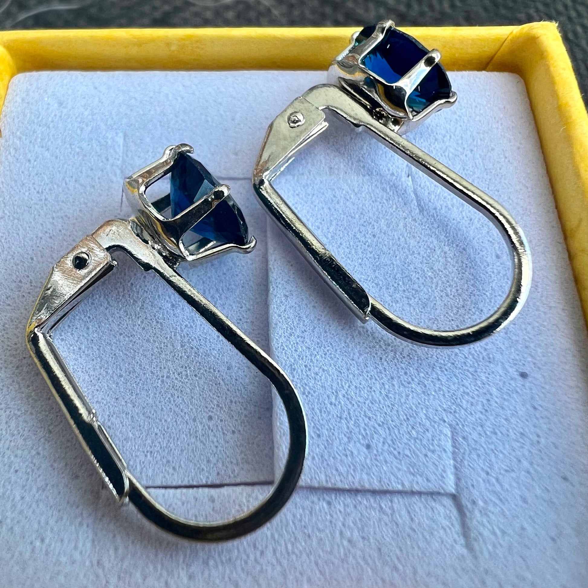 Leverback Earrings Sapphire, Leverback Earrings White Gold Earrings 18k Plated, Oval Leverback Earrings, Gemstone Earrings Leverback - leoshopdeals