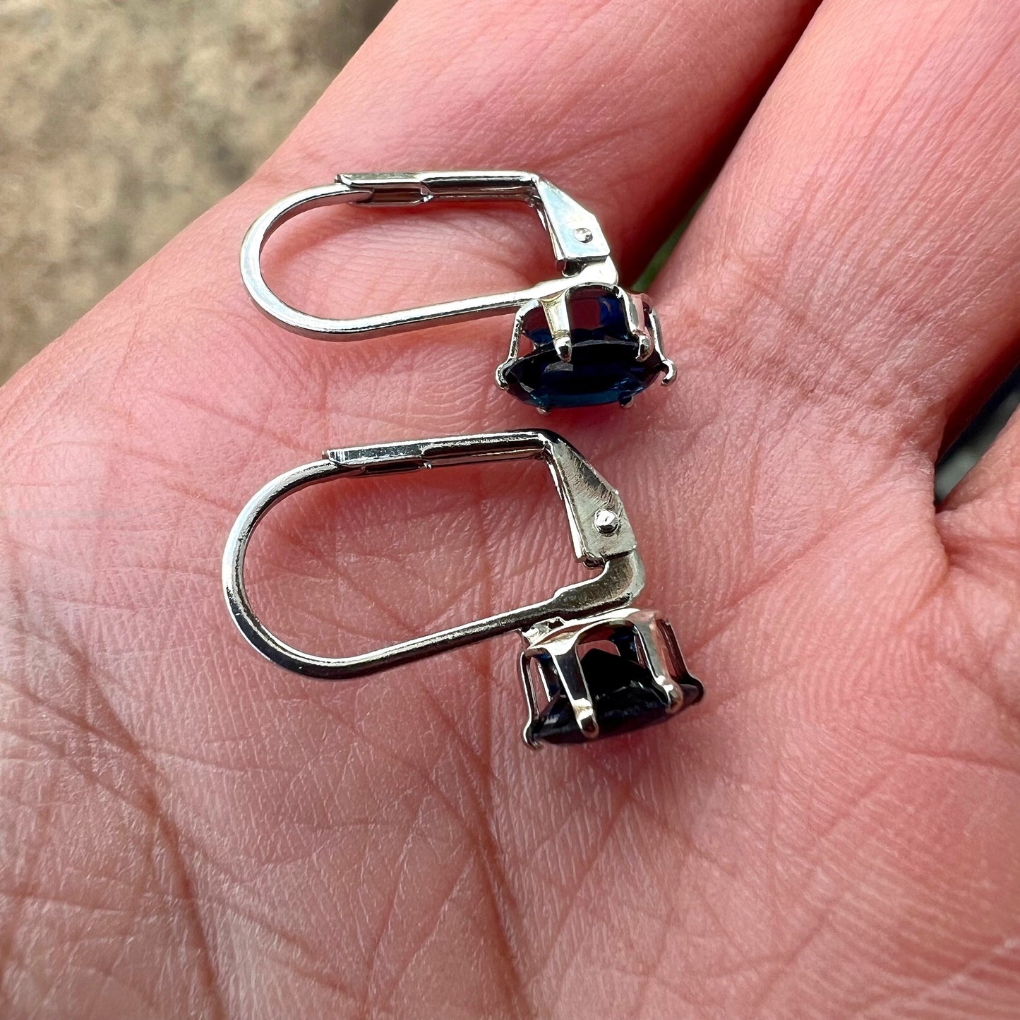 Leverback Earrings Sapphire, Leverback Earrings White Gold Earrings 18k Plated, Oval Leverback Earrings, Gemstone Earrings Leverback - leoshopdeals