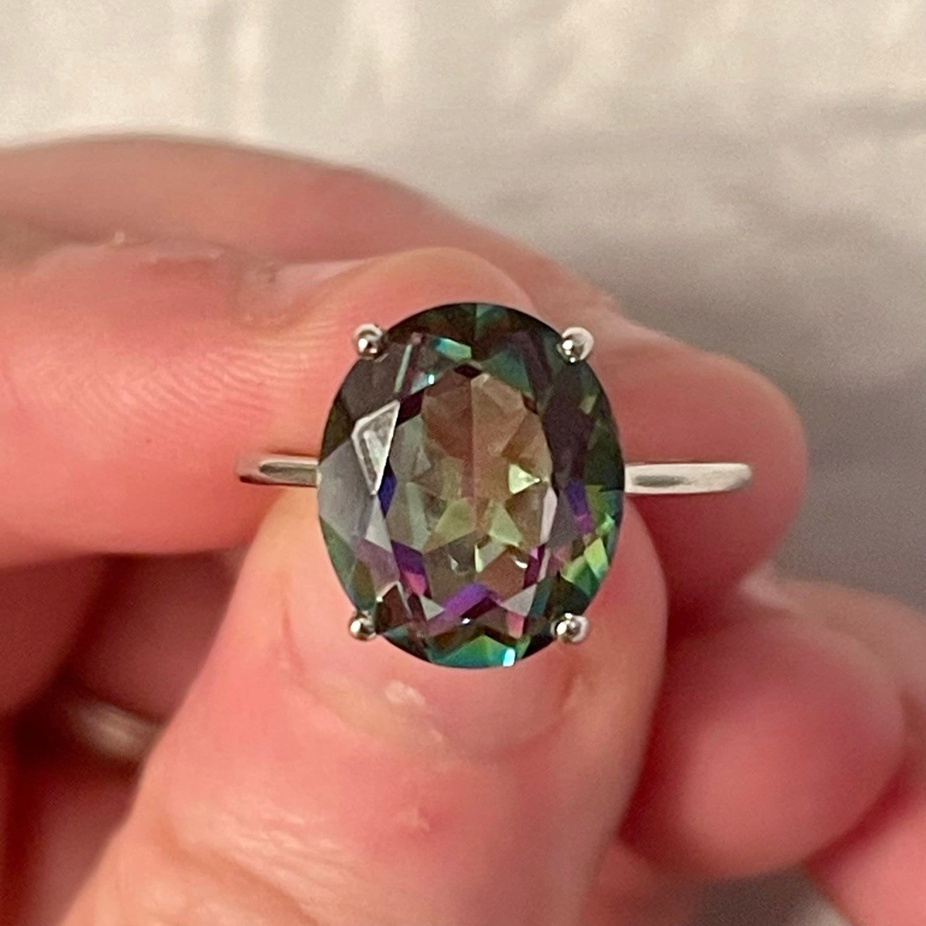 Mystic Topaz Ring Sterling Silver 925, November Birthstone Ring Sterling Silver,  Mystic Topaz Jewelry, Rainbow Ring Women, Oval Ring - leoshopdeals