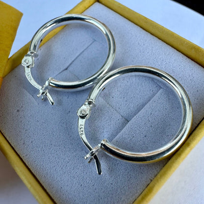 18mm Sterling Silver Hoops, 925 Sterling Silver Hoop Earrings, Round Hoop Earrings, Pierced Earrings, Sterling Silver Earrings Hoops, Unisex - leoshopdeals