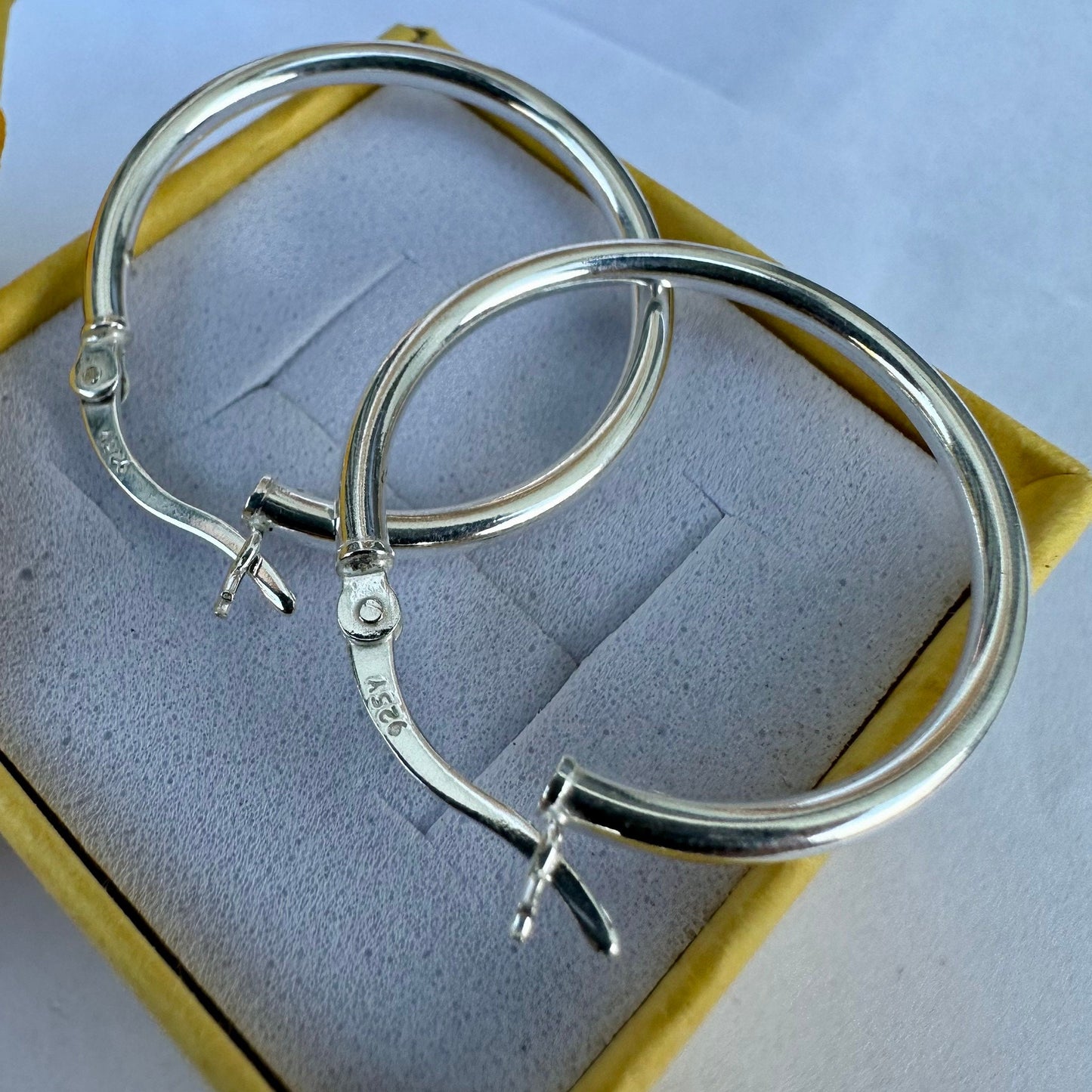 Elegant Hoop Earrings, 35mm Sterling Silver Hoops, 925 Sterling Silver Hoop Earrings, Round Hoop Earrings, Pierced Earrings, Silver Earrings - leoshopdeals