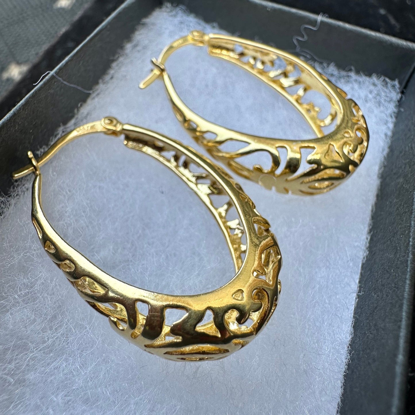 Filigree Hoop Earrings, Gold Plated Sterling Silver Earrings, Gold Hoop Earrings, Large Oval Hoop Earrings, Unique Earrings, Hoop Earrings - leoshopdeals