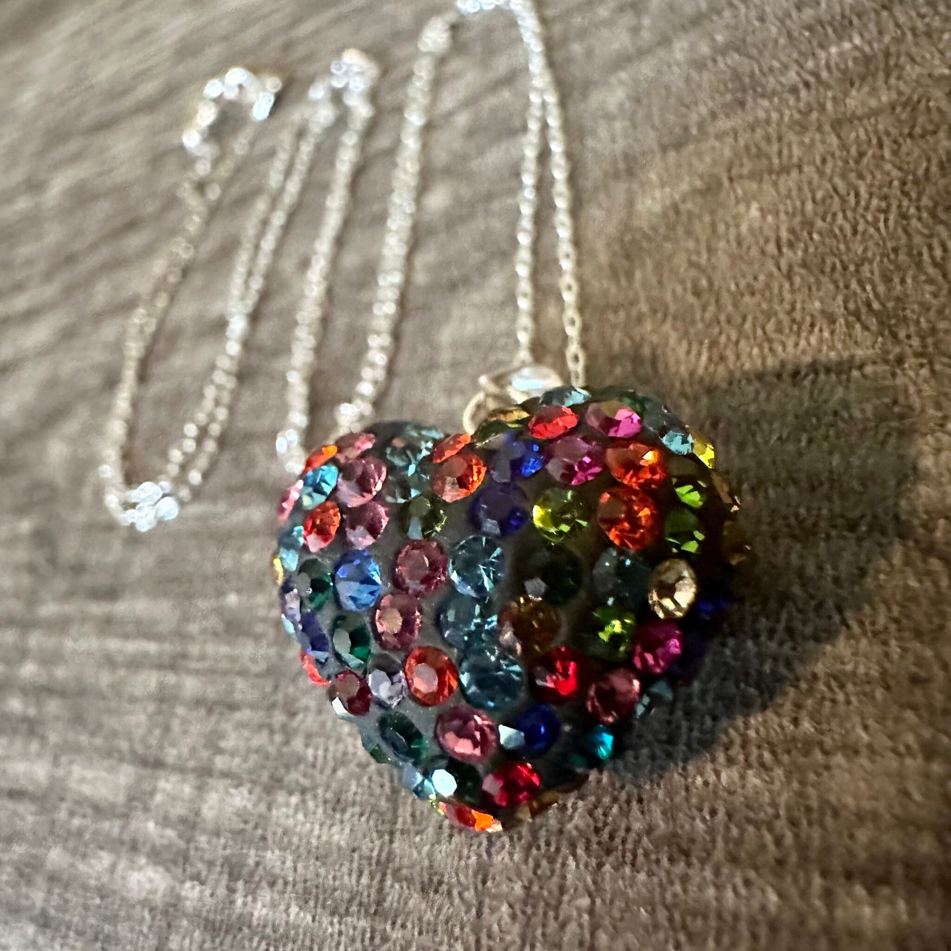 Bubble Heart Necklace, Multicolor Pendant Necklace, 925 Sterling Silver Necklace, Multicolor Necklace, Heart Necklace, Puffed Heart Necklace - leoshopdeals