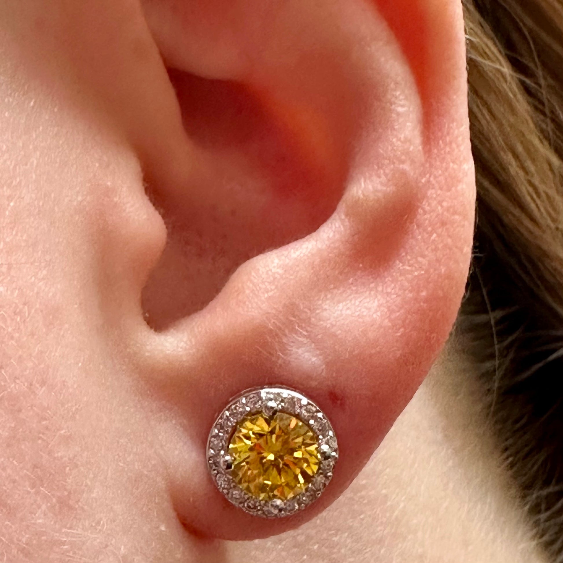 925 Sterling Silver Citrine Stud Earrings for Women 9MM Gift Birthstone - leoshopdeals