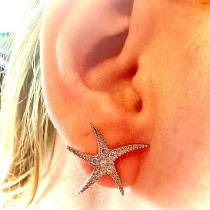 Starfish Earrings Stud, Starfish Jewelry, Stud Earrings for Women Sterling Silver 925, Star Earrings Stud, Cubic Zirconia Earrings - leoshopdeals