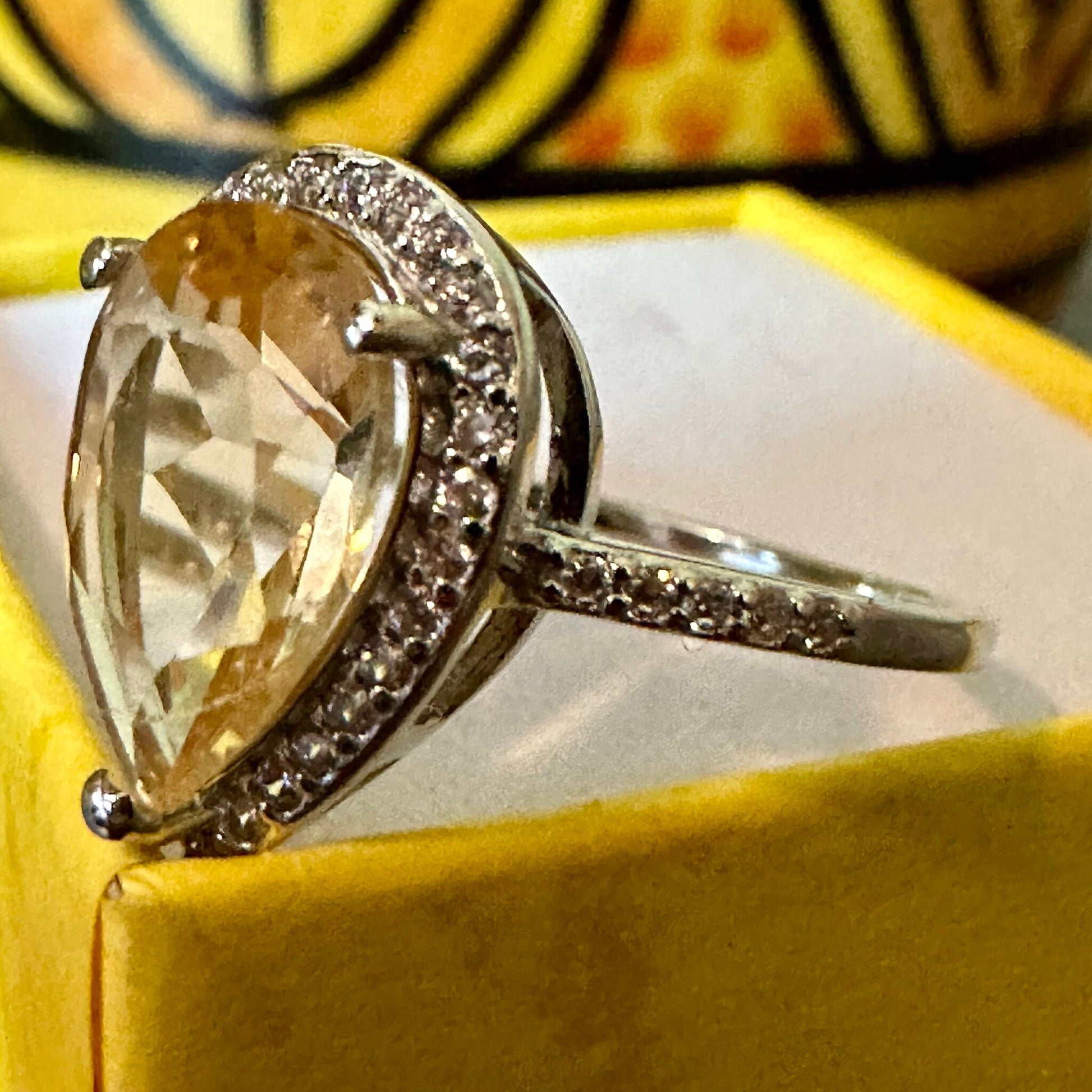 Citrine Ring Sterling Silver 925, Teardrop Ring Silver, Citrine Jewelry Ring, Citrine Ring Sterling Silver, Pear Cut Ring for Women, Citrine - leoshopdeals