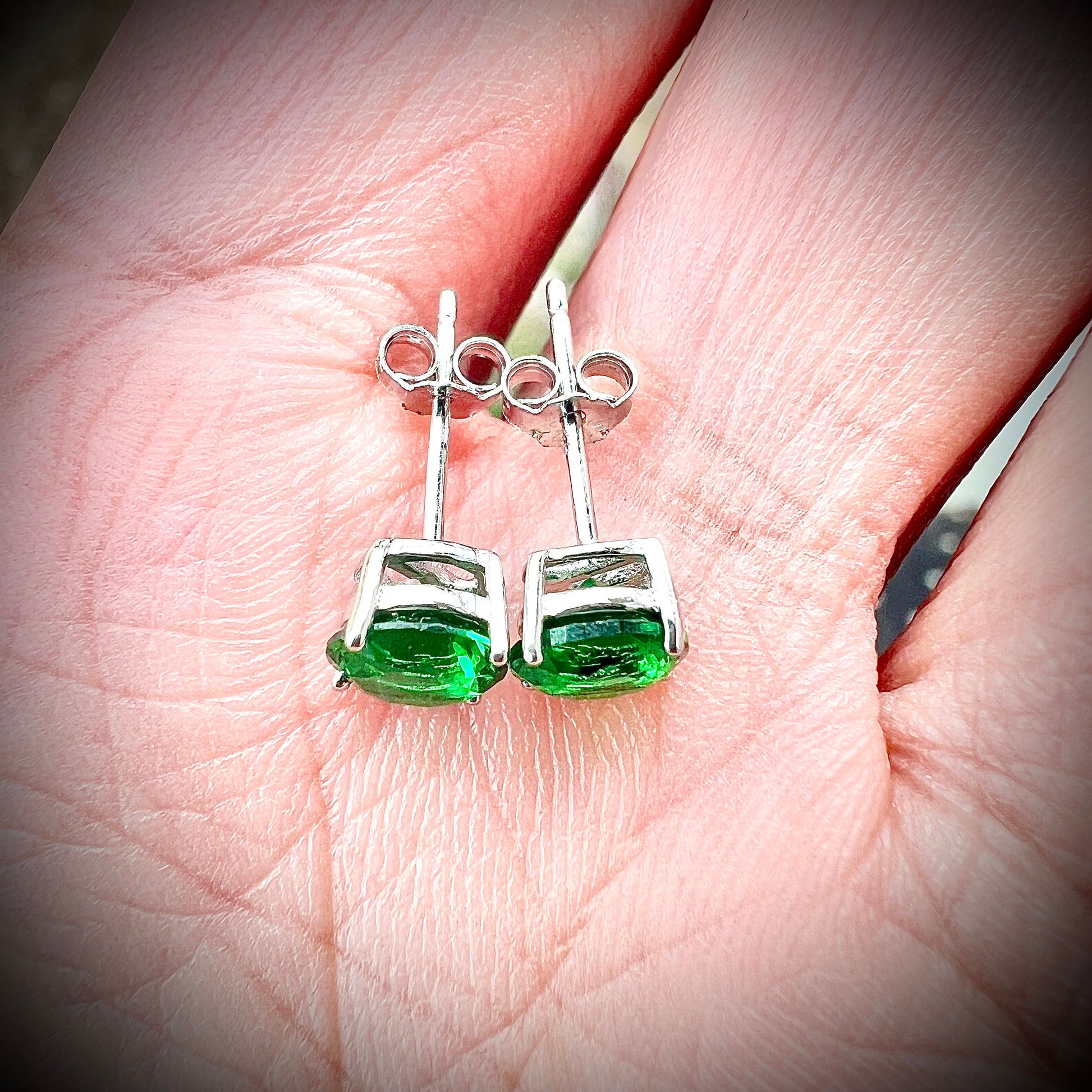 Emerald Earrings Stud, 6MM Emerald Jewelry Earrings, May Birthstone Jewelry for Mom, Silver 925 Earrings Stud, Earrings Studs for Women - leoshopdeals