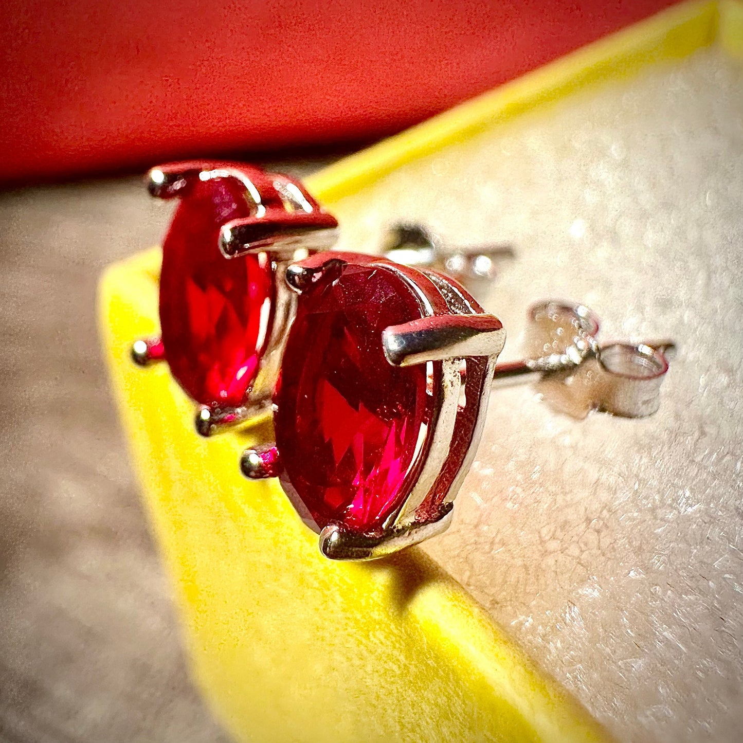 Sterling Silver Ruby Earrings, Ruby Studs Earrings, Oval Cut Ruby Earrings, 925 Sterling Silver Earrings, July Birthstone Earrings Stud - leoshopdeals