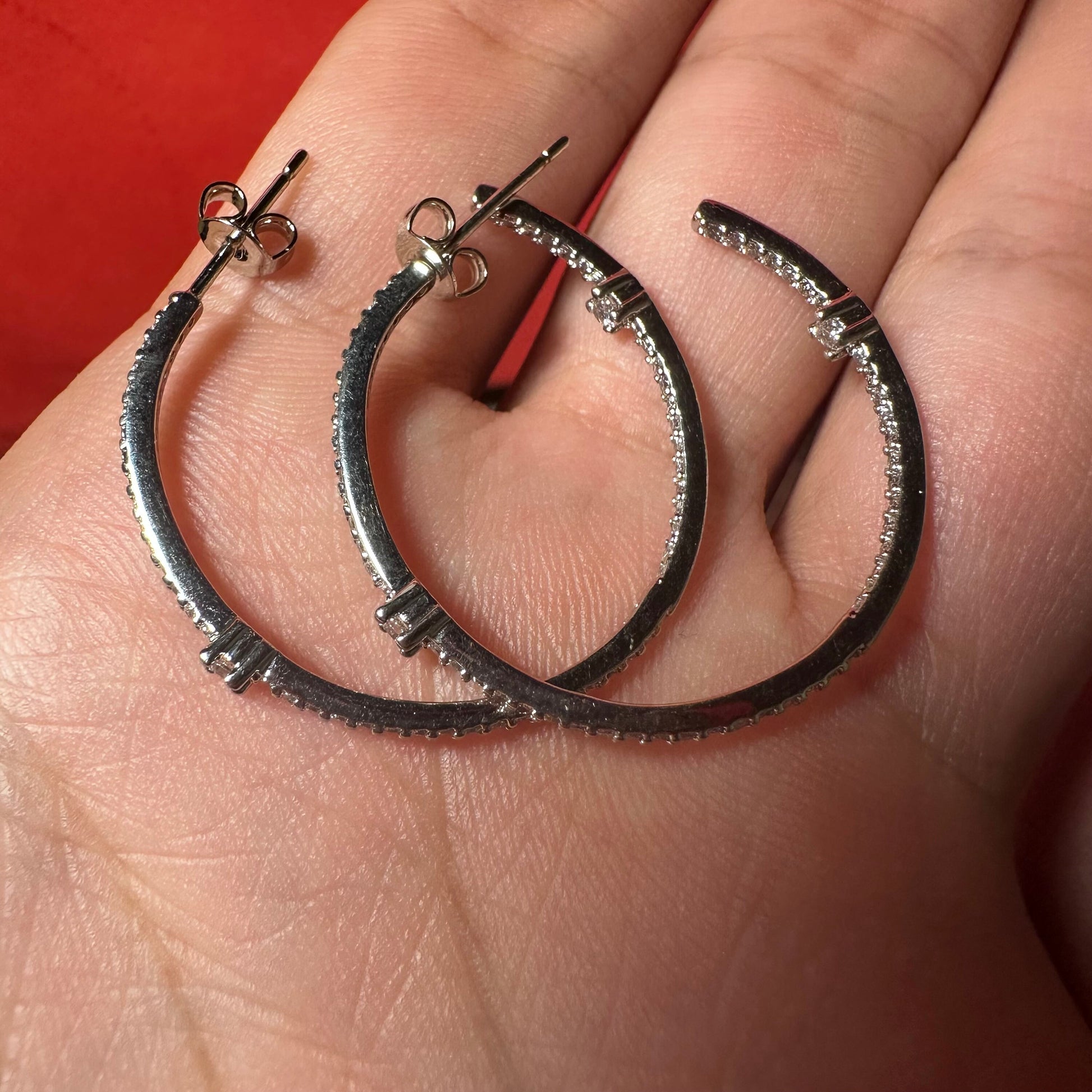 Hoop Earrings Silver Plated, 30MM Cubic Zirconia Earrings Hoop, Large Hoops Earrings, Gift for Her, Earrings Hoops Silver, Free Shipping - leoshopdeals