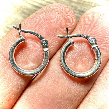 Hoop Earrings Silver Small 12MM, Hoops Earrings Sterling Silver 925, 2MM Silver Hoop Earrings, Pierced Earrings, Minimalist Earrings Hoops - leoshopdeals