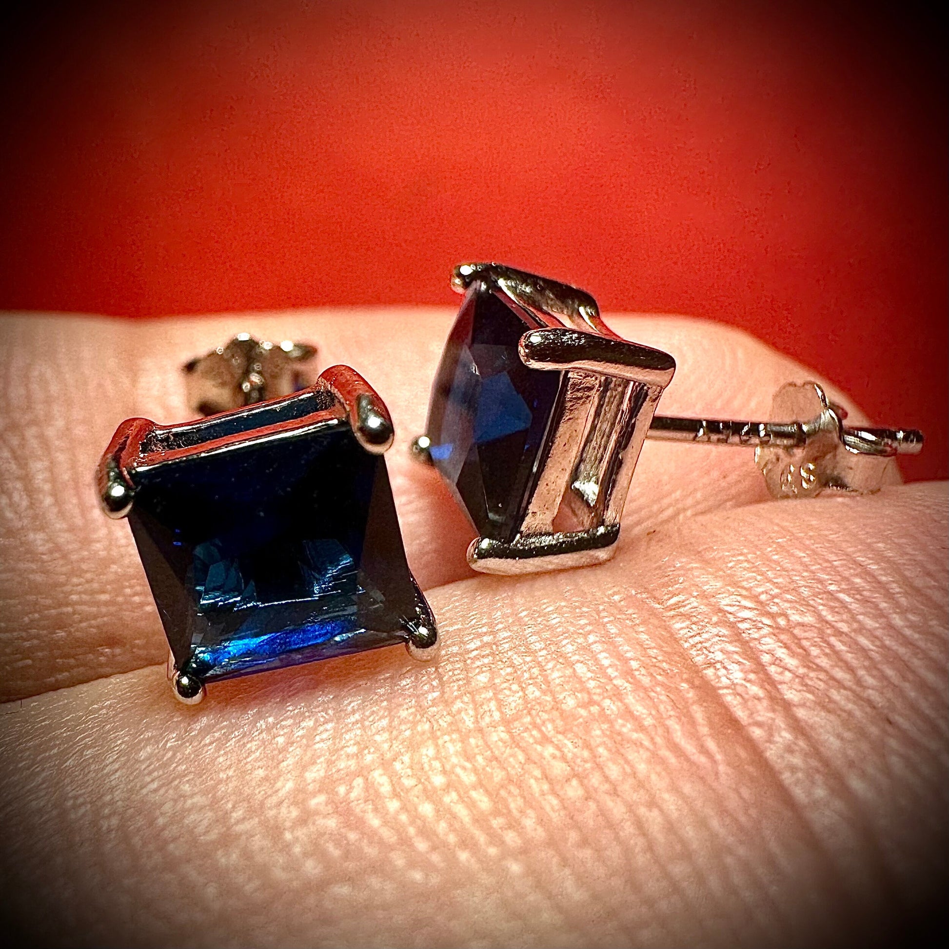 Princess Cut Sapphire Earrings, 925 Sterling Silver Earrings, Sapphire  Earrings, Silver Stud Earrings, Earrings for Women, Earrings Studs - leoshopdeals