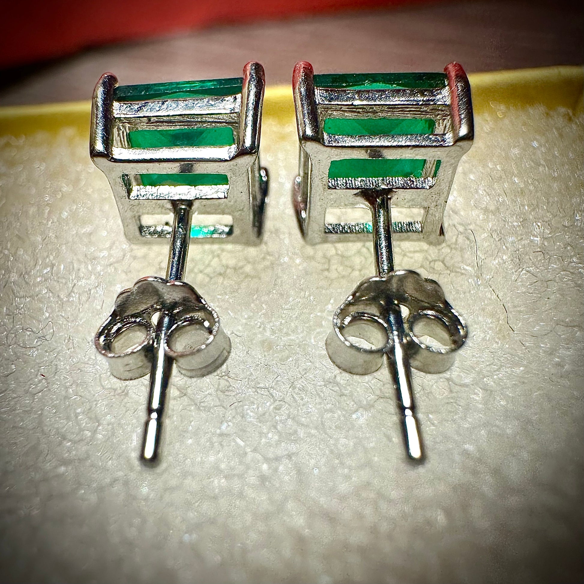 Princess Cut Emerald Earrings 925 Sterling Silver Stud Earrings 8MM Green Emerald Earrings For Women Stud Earrings For Women Emerald Jewelry - leoshopdeals