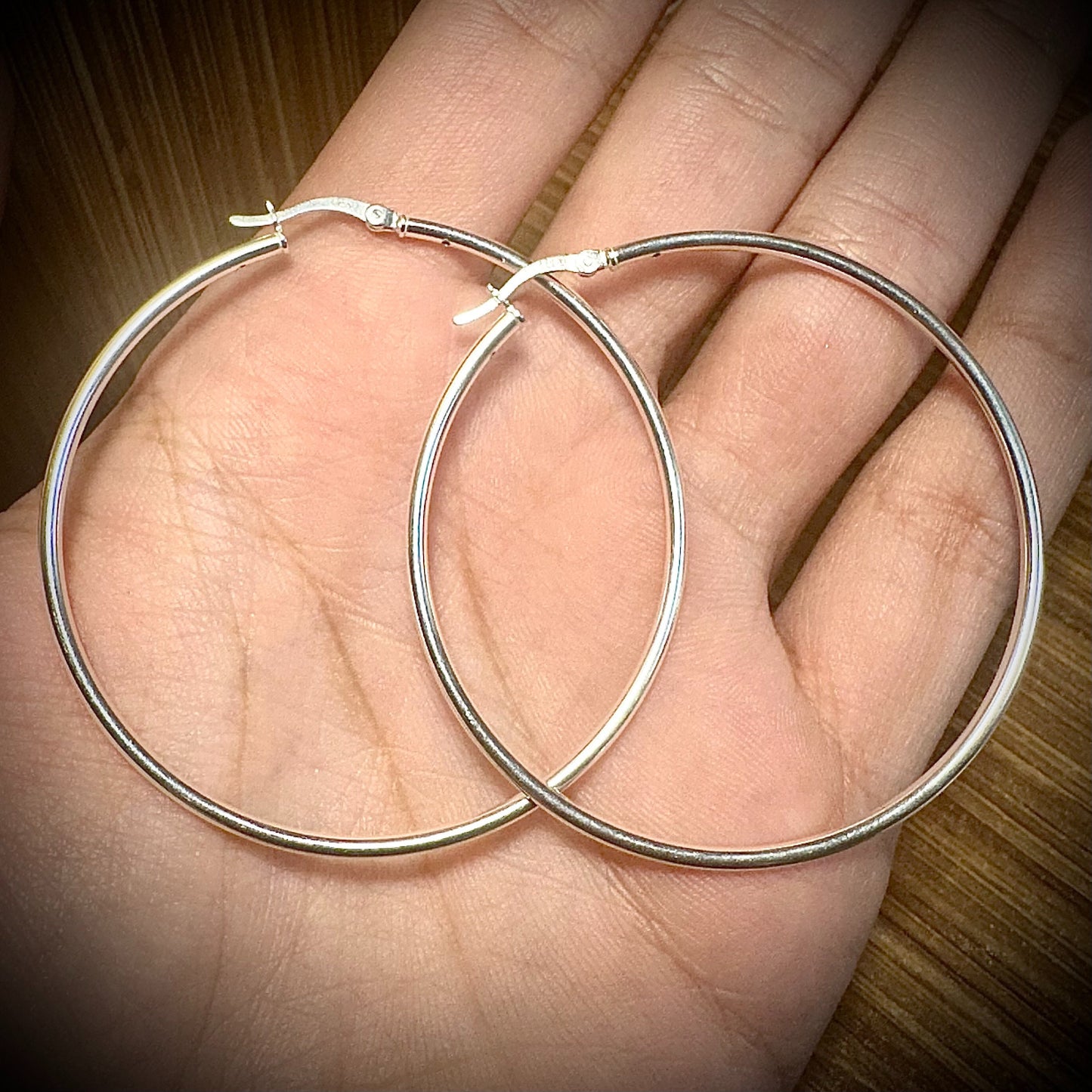 Sterling Silver Hoops, 925 Sterling Silver Hoop Earrings, Round Hoop Earrings, Pierced Earrings, Silver Earrings, 40mm, 45mm, 50mm, 55mm - leoshopdeals