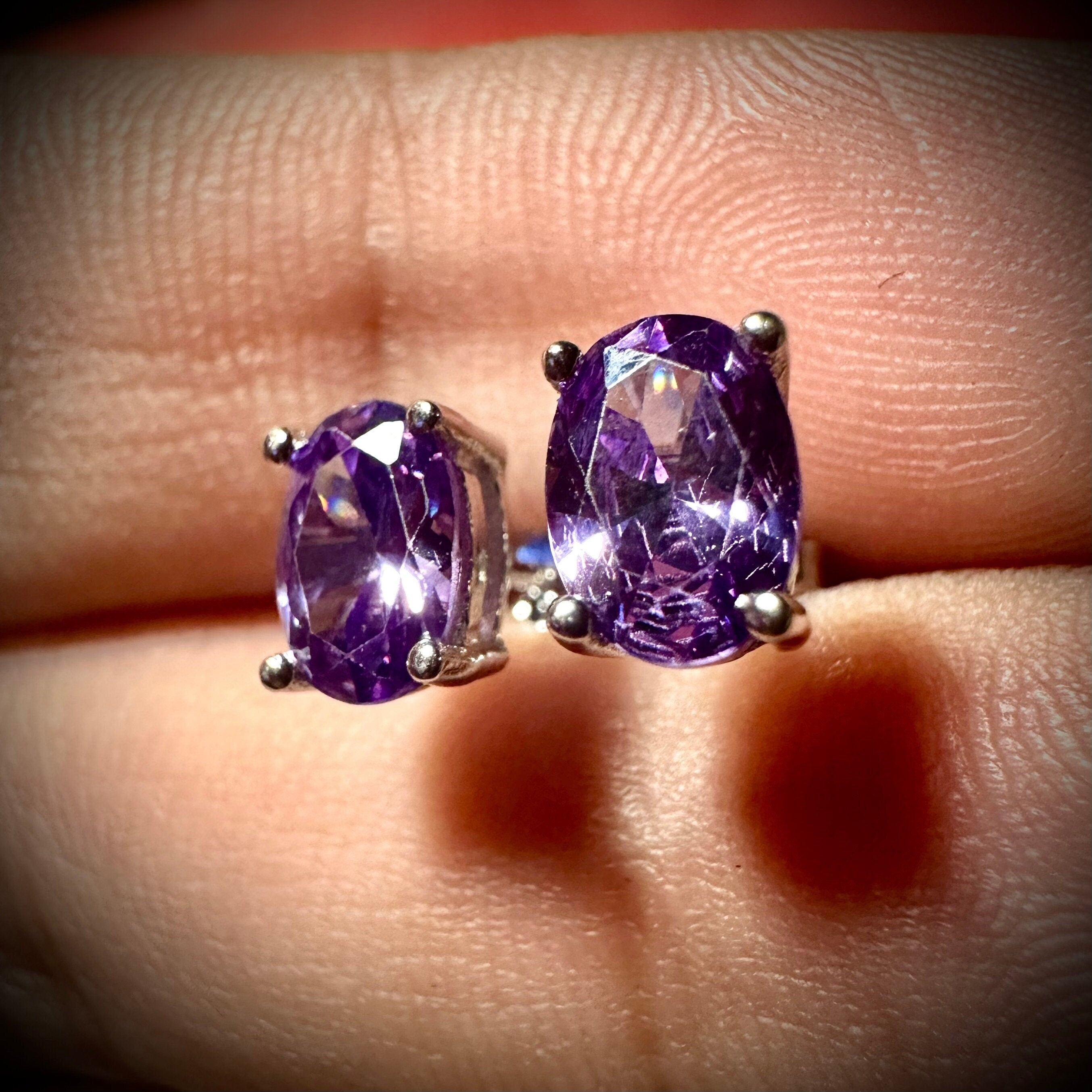 Amethyst stud earrings. Genuine 6mm purple amethyst & sterling shops silver studs. February birthstone earrings. Amethyst cushion cut studs.