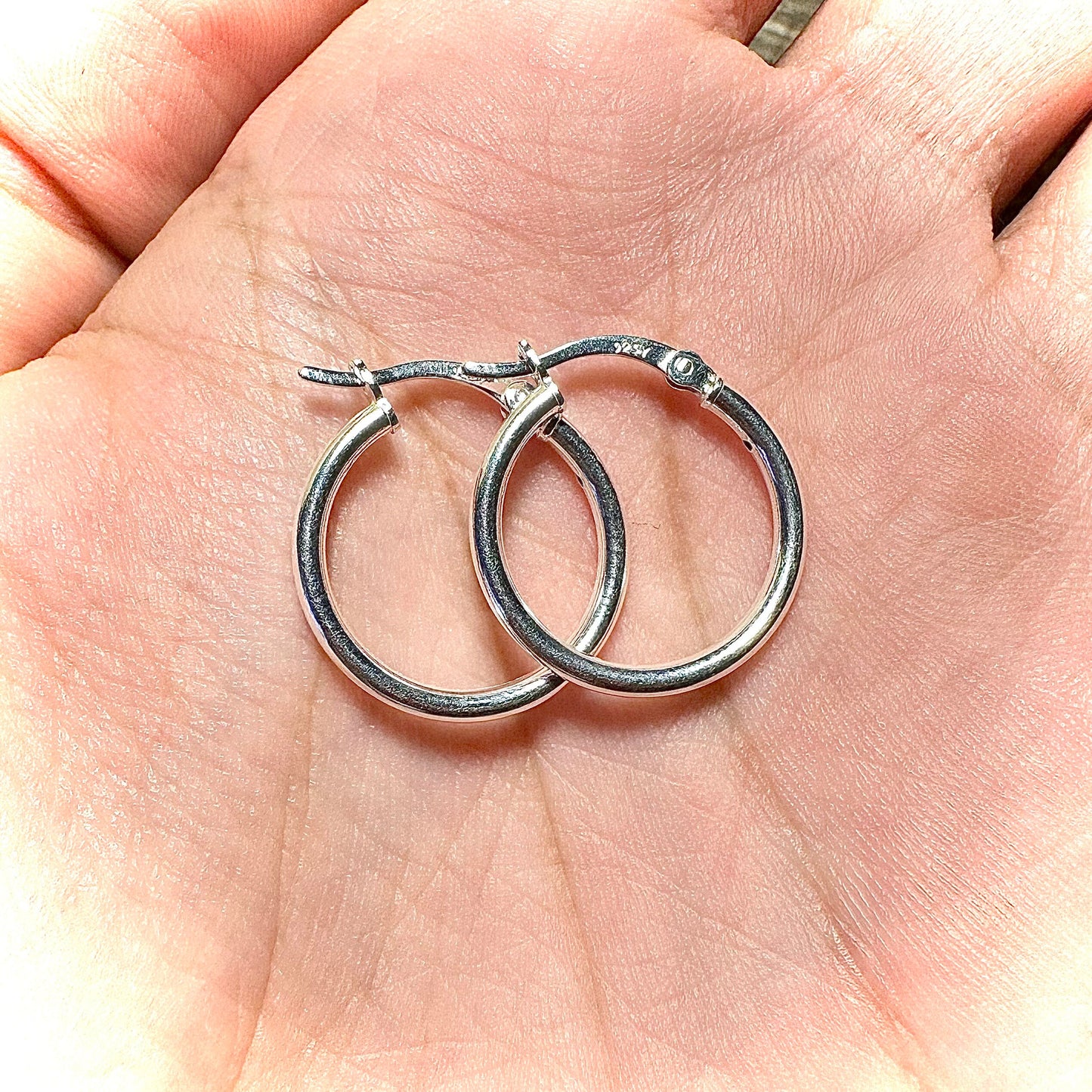 Hoop Earrings Silver Small 20MM, Hoops Earrings Sterling Silver 925, 2MM Silver Hoop Earrings, Pierced Earrings, Minimalist Earrings Hoops - leoshopdeals