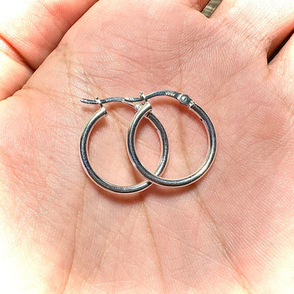 Hoop Earrings Silver Small 20MM, Hoops Earrings Sterling Silver 925, 2MM Silver Hoop Earrings, Pierced Earrings, Minimalist Earrings Hoops - leoshopdeals