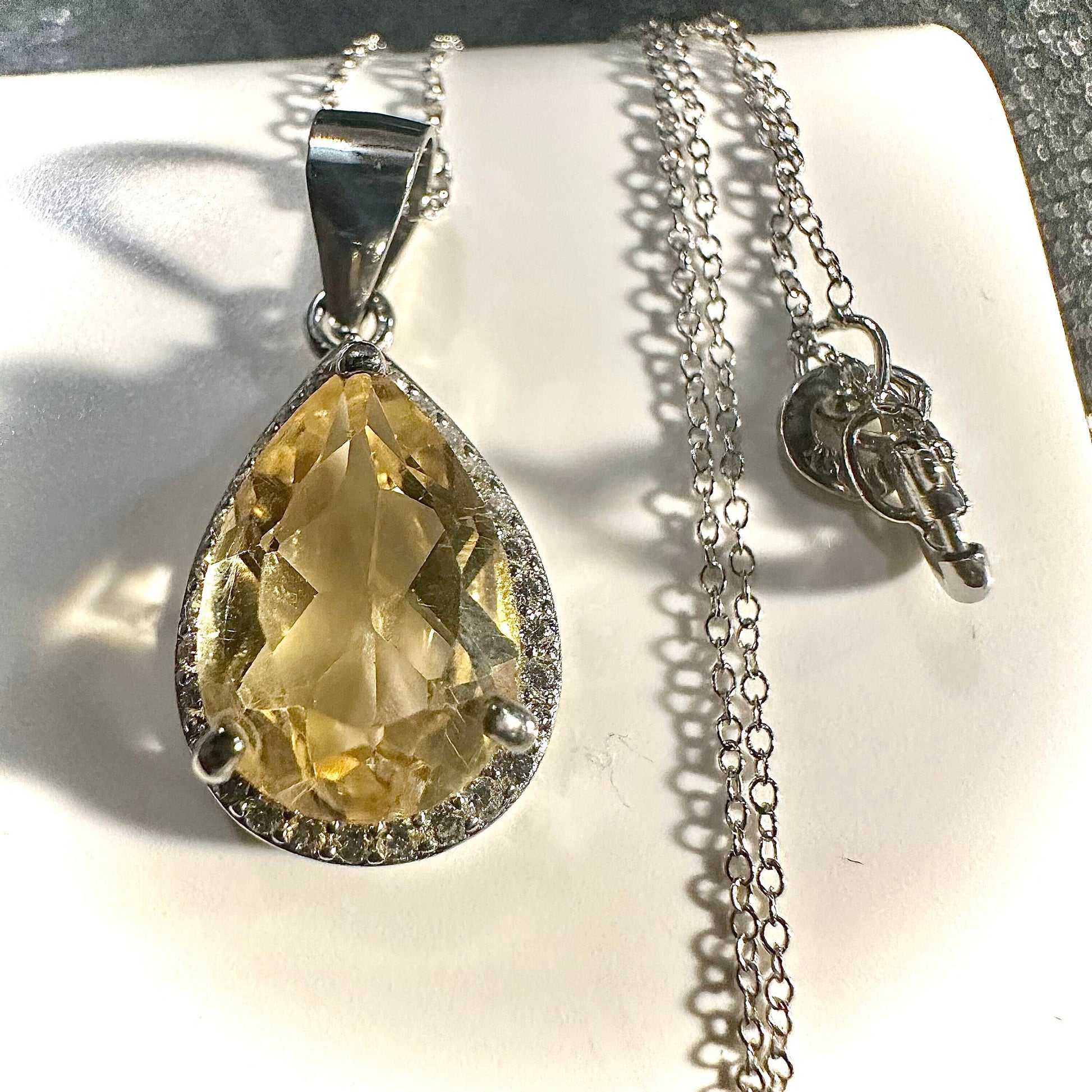 Citrine Necklace for Women Sterling Silver 925, Pendant Necklace for Women 4.00 CTTW, Gift for Mom, Yellow Citrine Pendant Necklace 18'' - leoshopdeals