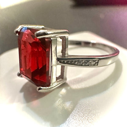 Ruby Ring For Women Silver Ruby Ring Sterling Silver 925 Silver Ring Women Sterling Silver Ring Women Jewelry Ruby Ring 4.00 CTTW - leoshopdeals