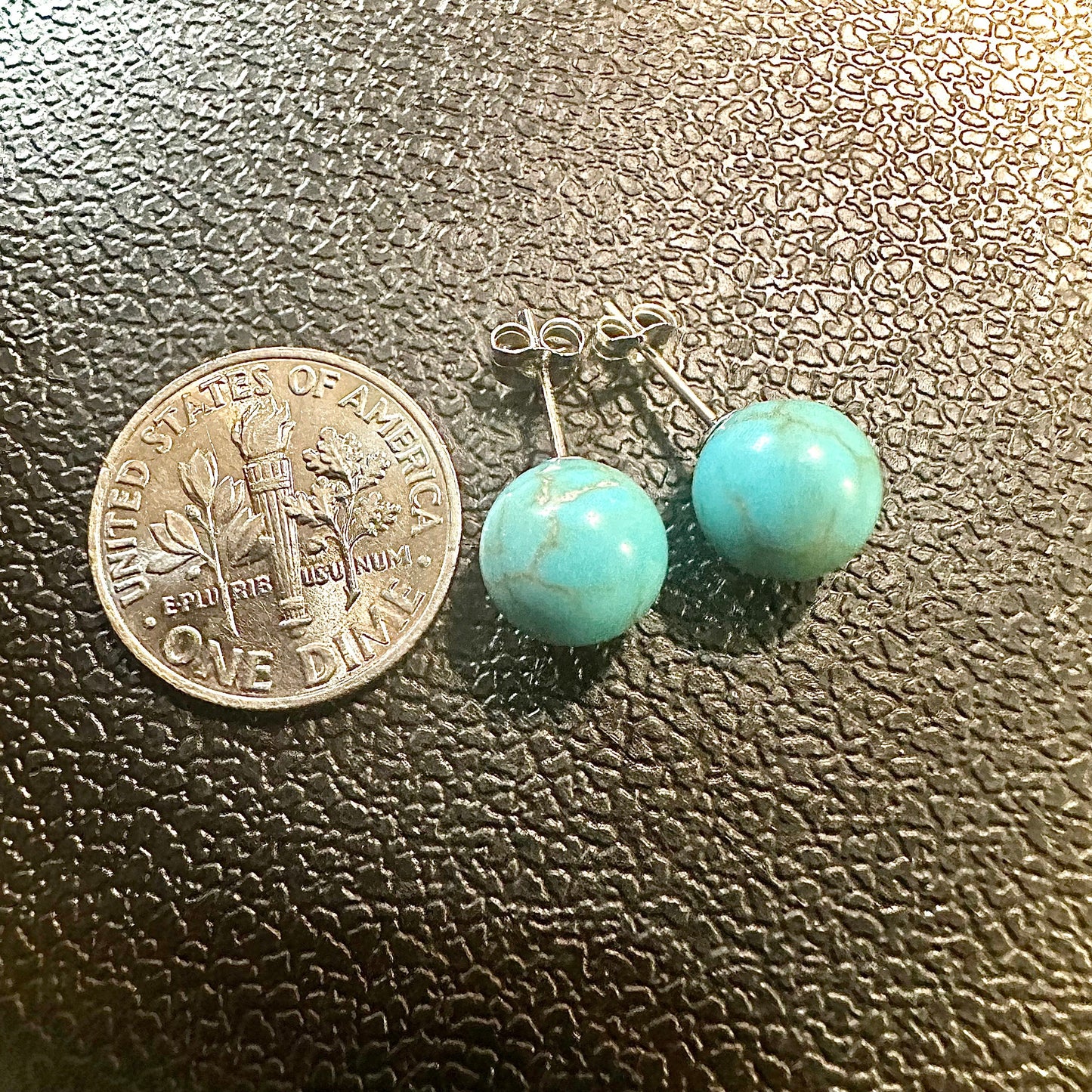 Round Turquoise, Sterling Silver Plated Stud Earrings For Women, Sterling Silver Earrings, Turquoise Stones For Earrings, Earrings For Women - leoshopdeals