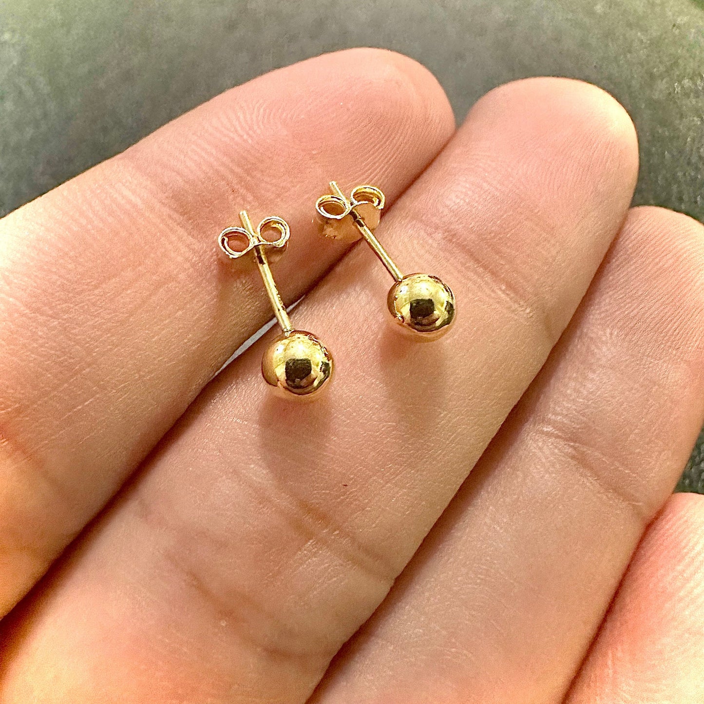 Ball Stud Earrings for Women, 4MM Stud Earrings for Women Sterling Silver 925, Earrings Studs Gold Plated, Ball Earrings 14K Gold Plated - leoshopdeals