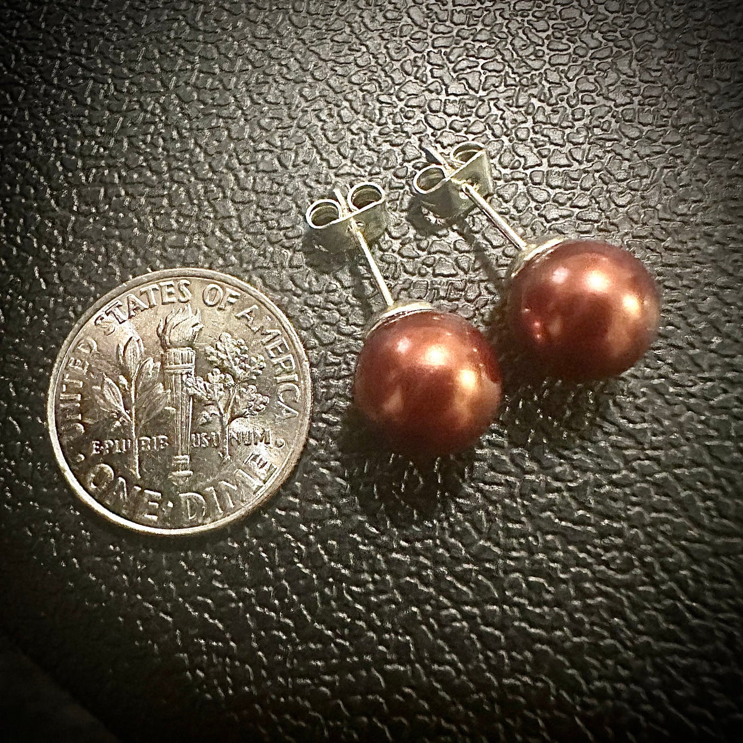 Chocolate Freshwater Pearl Earrings, 8MM Freshwater Pearl Stud Earrings, Chocolate Pearl Earrings, Pearl Earrings, Freshwater Pearl Earrings - leoshopdeals