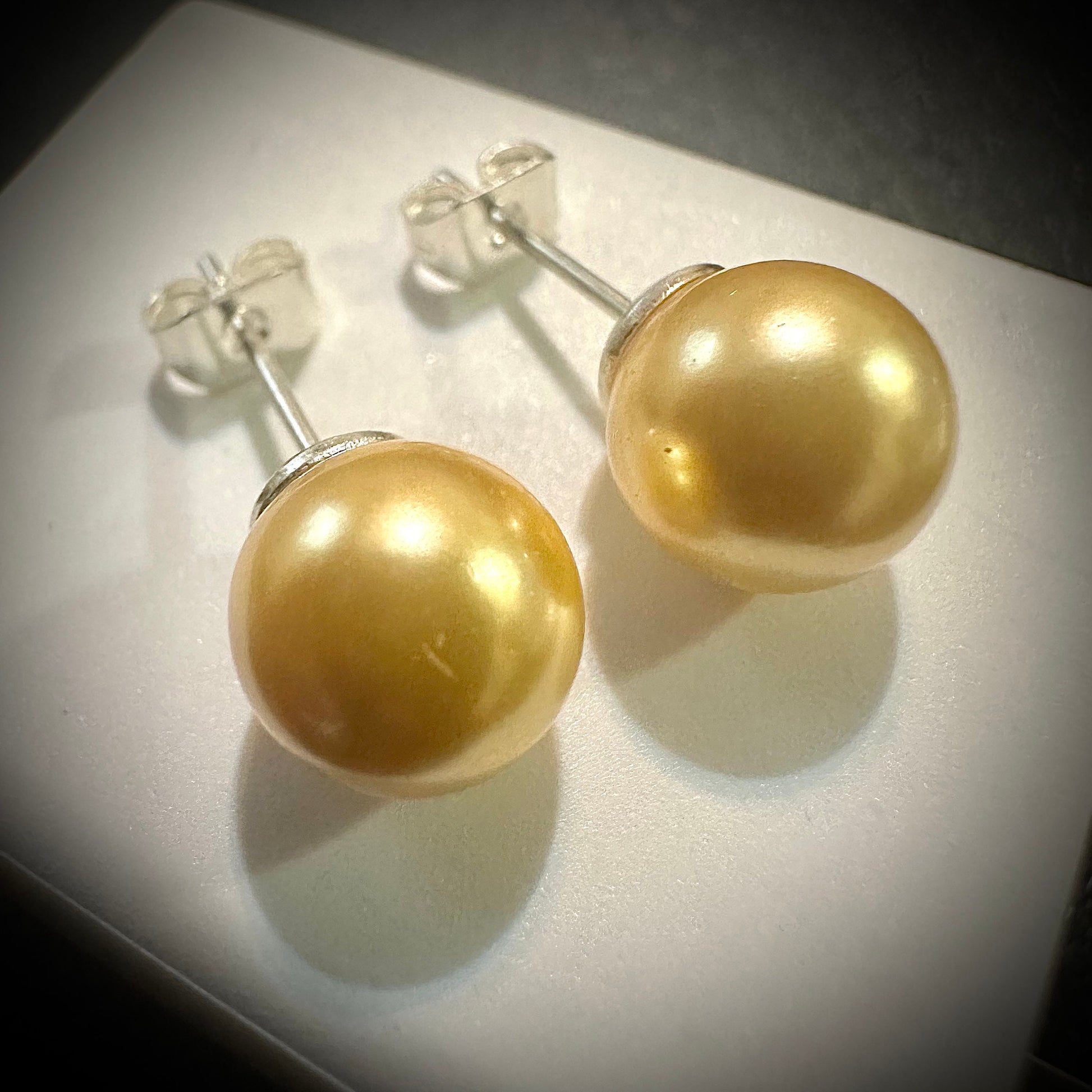 Yellow freshwater Pearl Earrings,8MM Freshwater Pearl Stud Earrings, Yellow Pearl Earrings, Yellow Pearl Earrings, Freshwater Pearl Earrings - leoshopdeals