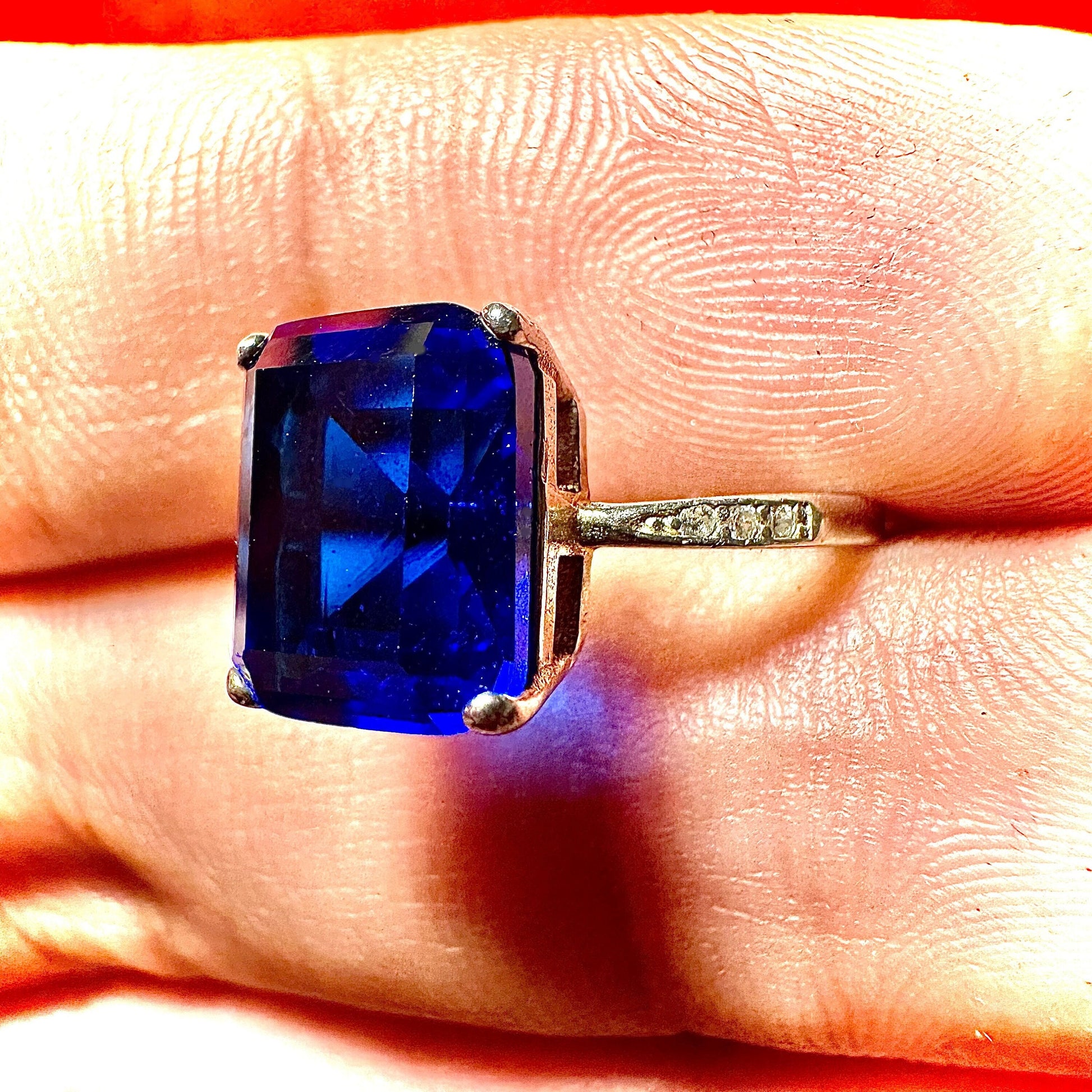 Sapphire Ring Sterling Silver 925, Emerald Cut Ring for Women, Ring Women Sterling Silver 925 4.00 CTTW, Blue Sapphire Ring for Women - leoshopdeals