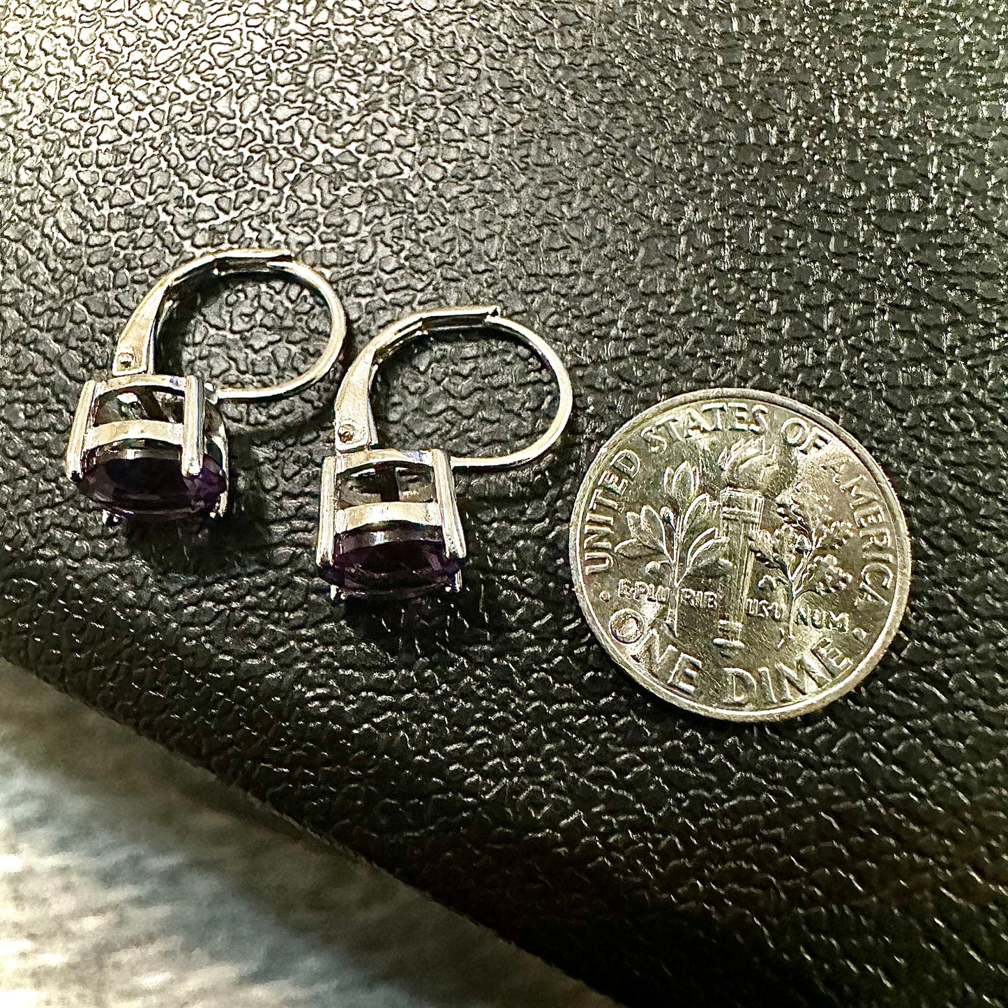 Amethyst Leverback Earrings, Round Amethyst Earrings, February Birthstone Earrings, Silver Plated Earrings, Gift for Her, Earrings for Women - leoshopdeals