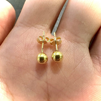 Ball Stud Earrings for Women, 5MM Ball Earrings 14K Gold Plated, Stud Earrings for Women Sterling Silver 925, Earrings Studs Gold Plated - leoshopdeals