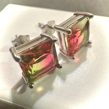 Watermelon Tourmaline Earrings, Stud Earrings For Women Sterling Silver 925, Tourmaline Earrings Stud, Tourmaline Jewelry, Tourmaline - leoshopdeals