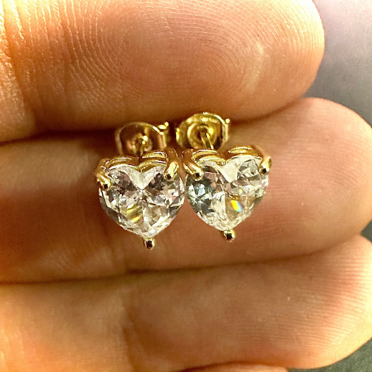 Gold Earrings Stud Heart 6MM, Sterling Silver Earrings Studs for Women, Cubic Zirconia Earrings Studs, Heart Earrings Gold Studs, Earrings - leoshopdeals