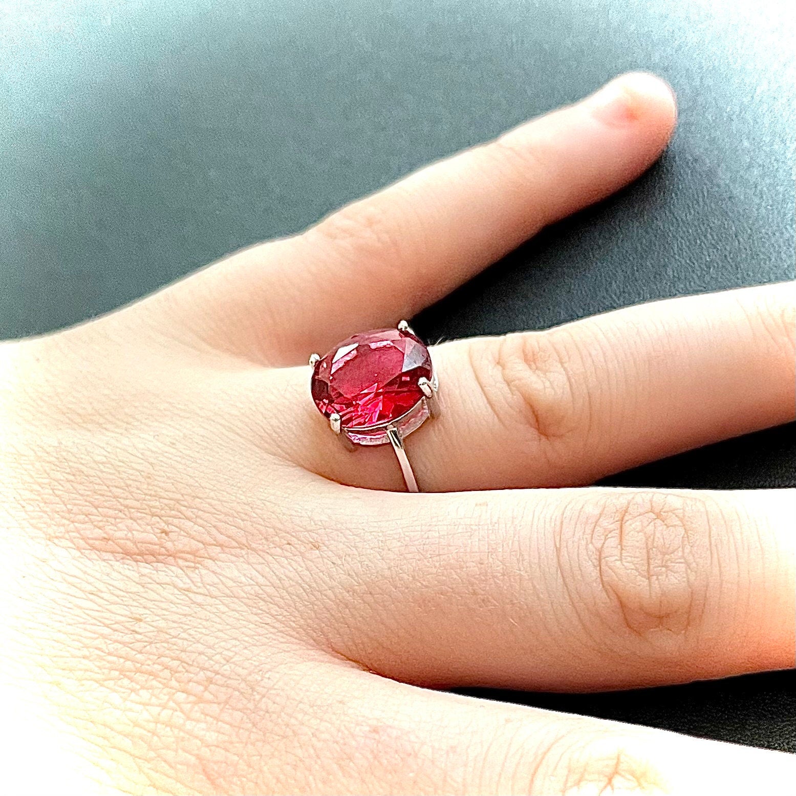 Gorgeous Ruby Ring For Women 5.00 CTTW Oval Ruby Oval Cut Ring Sterling Silver Ring Women Sterling Silver Ruby Ring 925 Oval Ring for Women - leoshopdeals