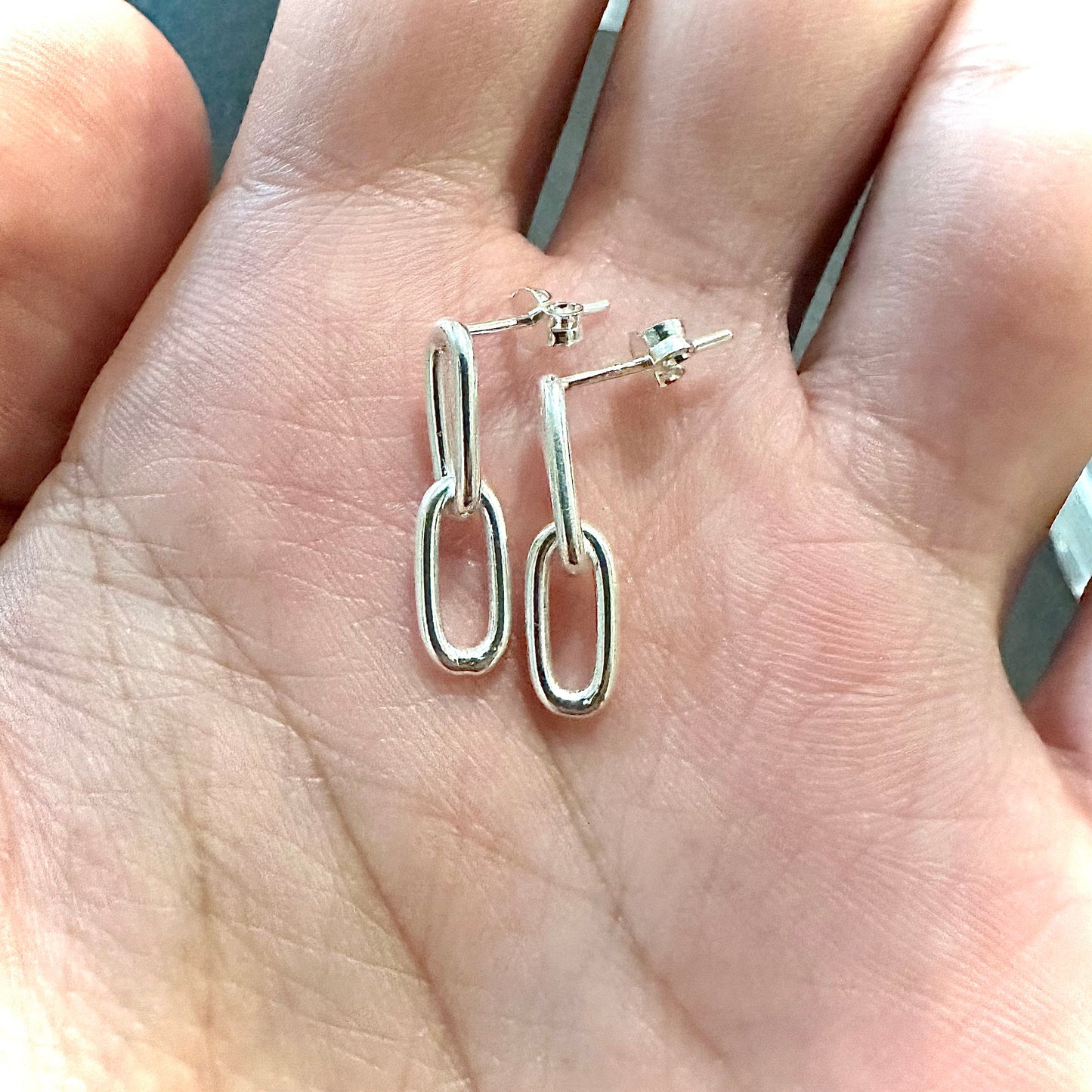 Paperclip Earrings Silver, Paperclip Chain Earrings, Dangle and Drop Earrings, 925 Silver Dangle Earrings, Dainty Dangle Earrings for Women - leoshopdeals